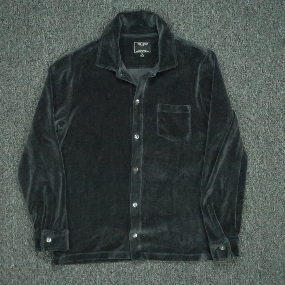 Todd Snyder Shirt Men Small Gray Blue Velvet Deck Long Sleeve Button Up Velour